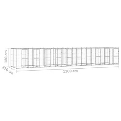 vidaXL Chenil extérieur Acier galvanisé avec toit 24,2 m² pas cher