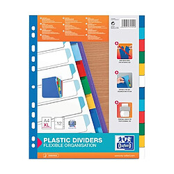 Intercalaire neutre A4+ Elba plastique 12 onglets multicolores - 1 jeu