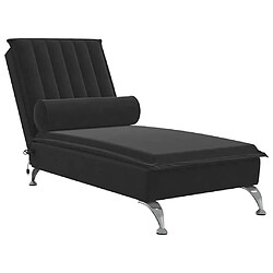 vidaXL Chaise longue de massage avec traversin noir velours