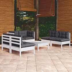 Maison Chic Salon de jardin 7 pcs + coussins - Mobilier/Meubles de jardin - Table et chaises d'extérieur bois de pin massif -MN73684