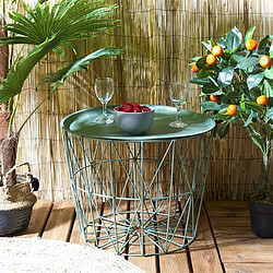 The Home Deco Factory Table filaire en métal ronde 50 cm vert. pas cher