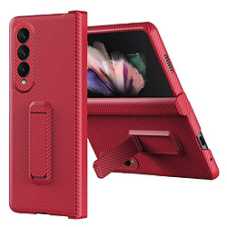 Coque en TPU anti-chute, texture en fibre de carbone avec béquille pour votre Samsung Galaxy Z Fold4 5G - rouge