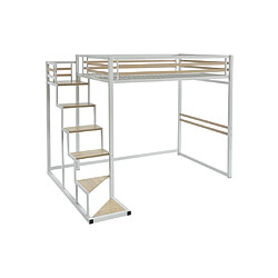 Acheter Vente-Unique Lit mezzanine 140 x 200 cm - Métal et MDF - Blanc + Matelas - JOGUI