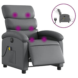 vidaXL Fauteuil de massage inclinable électrique gris similicuir