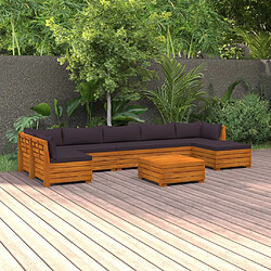 vidaXL Salon de jardin 8 pcs avec coussins Bois d'acacia solide