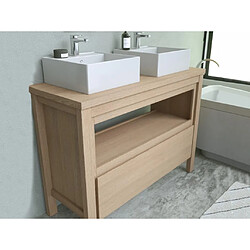 Avis Vente-Unique Meuble de salle de bain avec double vasque à poser - Placage chêne - 120 cm - COSMOTI