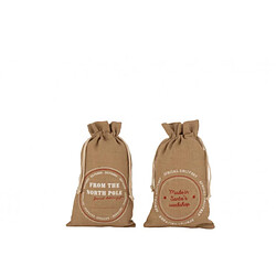 Dansmamaison Pochette Noel Anglais Jute Naturel Medium Assortiment De 2