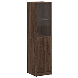 Maison Chic Commode Buffet - Meuble de rangement avec porte en verre chêne marron 35x37x142 cm -GKD90273