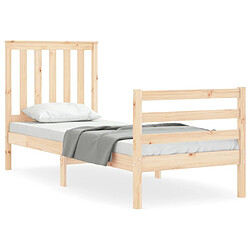 Maison Chic Cadre/structure de lit avec tête de lit pour adulte - Lit Moderne Chambre petit simple bois massif -MN45860