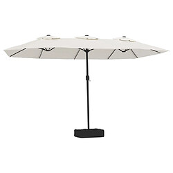 vidaXL Parasol de jardin à double tête avec LED blanc sable 449x245 cm