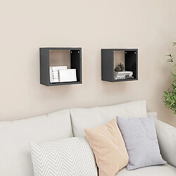 Maison Chic Lot de 2 Étagères cube murales,Etagère de rangement flottantes Gris brillant 26x15x26 cm -MN33059