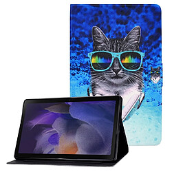 Etui en PU fermeture magnétique avec porte-cartes Lunettes chat pour votre Samsung Galaxy Tab A8 (2021) SM-X200/SM-X205