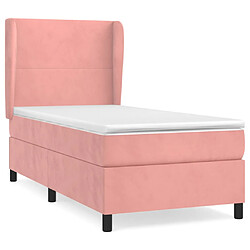 vidaXL Sommier à lattes de lit avec matelas Rose 90x190 cm Velours