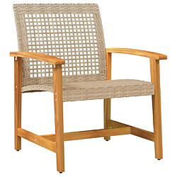 Maison Chic Salon de jardin 5 pcs | Ensemble de Table et chaises | Mobilier d'Extérieur beige résine tressée et bois d'acacia -GKD48281 pas cher