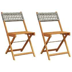 vidaXL Chaises de bistrot lot de 2 gris bois massif d'acacia et rotin