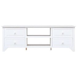 vidaXL Meuble TV Blanc 115 x 30 x 40 cm Bois de Paulownia