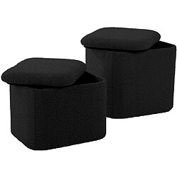 Avis LEITMOTIV Pouf en tissu bouclette Ada noir.