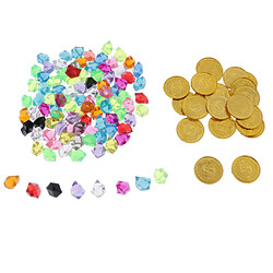 Avis Pierres précieuses de pirate avec pièces d'or en plastique Pirates Party Game Play Set Toys A