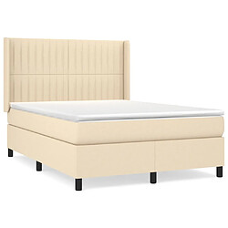 vidaXL Sommier à lattes de lit avec matelas Crème 140x200 cm Tissu