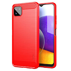 Mofi Coque en TPU Conception en fibre de carbone brossée bien protégée souple rouge pour votre Samsung Galaxy A22 5G (EU Version)