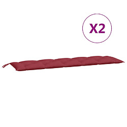 vidaXL Coussins de banc de jardin lot de 2 rouge bordeaux tissu Oxford