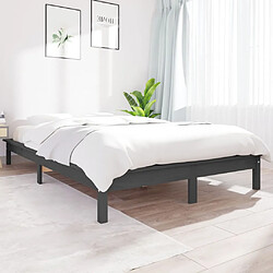 vidaXL Cadre de lit sans matelas gris bois massif