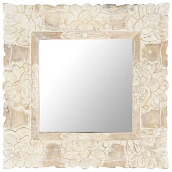 vidaXL Miroir Blanc 50x50 cm Bois de manguier massif