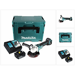 Makita DGA 504 RG1J Meuleuse d'angle sans fil 18 V 125 mm Brushless + 1x Batterie 6.0 Ah + Chargeur + Coffret Makpac