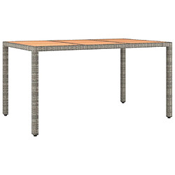 vidaXL Table de jardin et dessus en bois Gris Résine tressée et acacia