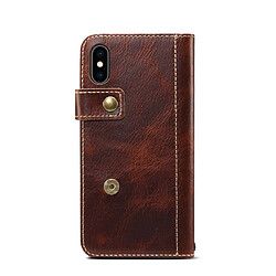 Avis Wewoo Housse Coque Pour iPhone XR Denior Cire à l'huile de peau de vache DK Bouton magnétique Étui à rabat horizontal en cuir avec support et fentes cartes et portefeuille marron