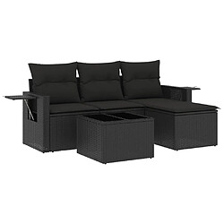 Maison Chic Salon de jardin 4 pcs avec coussins | Ensemble de Table et chaises | Mobilier d'Extérieur noir résine tressée -GKD52551