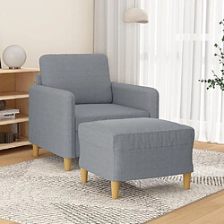 vidaXL Fauteuil avec repose-pied Gris clair 60 cm Tissu