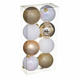 Lot de 8 Boules de Noël Colorama 7cm Or & Blanc