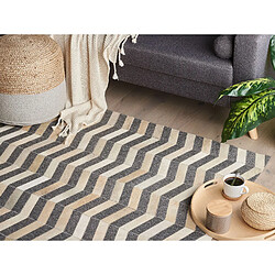 Avis Beliani Tapis en cuir et tissu gris et beige 160 x 230 cm BAGGOZE