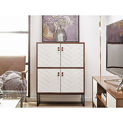 Beliani Commode effet bois foncé et blanche 4 portes NUEVA