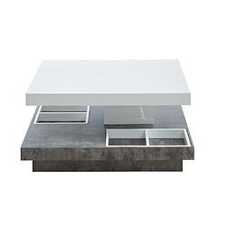 Acheter Vente-Unique Table basse - Plateau pivotant - MDF laqué blanc et béton - FAUSTO II