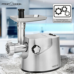 Hachoir à viande électrique professionnel, 2Kg/minute 3 disques de coupe, 1800, Argent, Proficook, FW 1172 pas cher