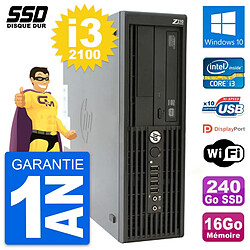 PC HP WorkStation Z210 SFF Intel i3-2100 RAM 16Go SSD 240Go Windows 10 Wifi - Occasion