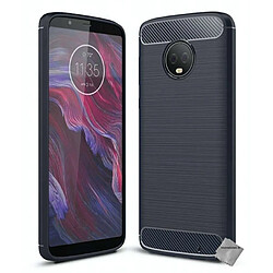 Htdmobiles Coque silicone gel carbone pour Motorola Moto G6 Plus + film ecran - BLEU FONCE