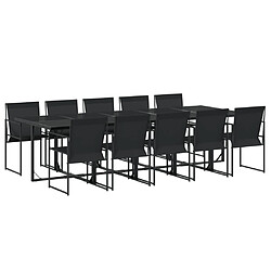 vidaXL Ensemble à manger de jardin 11 pcs noir textilène