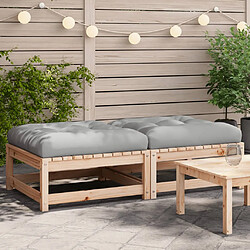 vidaXL Repose-pieds de jardin avec coussins lot de 2 bois pin massif