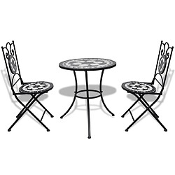 Maison Chic Mobilier de bistro et chaises de jardin 3 pcs Carreaux céramiques Noir et blanc -GKD573597