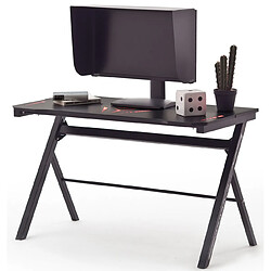 Pegane Bureau d'ordinateur / table de jeu coloris noir en métal + LED - Longueur 120 x Hauteur 73 x Profondeur 60 cm