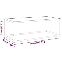 vidaXL Table basse Noir avec verre marbre blanc 100x50x35 cm pas cher