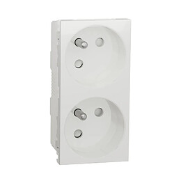 prise de courant - goulotte - 2 x 2p+t - 45d - bornes auto - blanc - schneider electric nu306918t pas cher