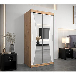 Abiks Meble Armoire MONACO À Portes Coulissantes 200/100/62 2 Portes (Artisan/Blanc)