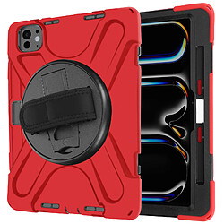 Avizar Coque pour iPad Pro 11 2024 Antichoc avec Poignée Support et Sangle Rouge