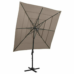 Maison Chic Parasol Jardin | Parasol à 4 niveaux avec mat en aluminium Taupe 250x250 cm - GKD96008