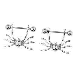 1 Paire Halloween Punk Sexy Spider Acier Inoxydable Nipple Bar Anneau Bouclier pas cher