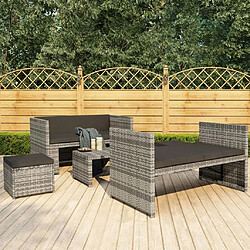 Maison Chic Salon de jardin 5 pcs + coussins - Mobilier/Meubles de jardin - Table et chaises d'extérieur Résine tressée Gris -MN89849